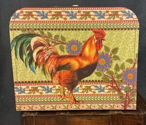 Rooster Pooch And Sweetheart Mini Suitcase Style Box With Bamboo Handle